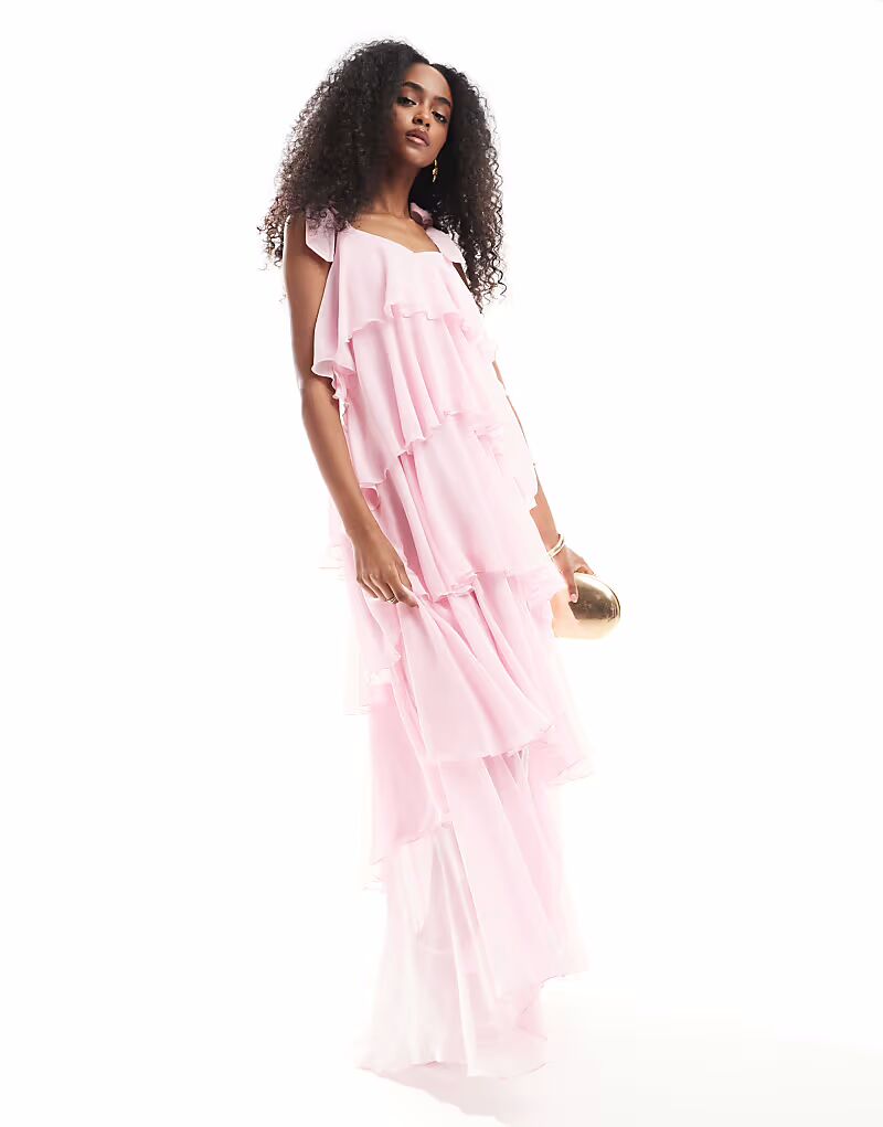 Многоярусное макси-платье Vero Moda с завязками на плечах розового цвета
Многоярусное макси-платье Vero Moda с завязками на плечах розового цвета