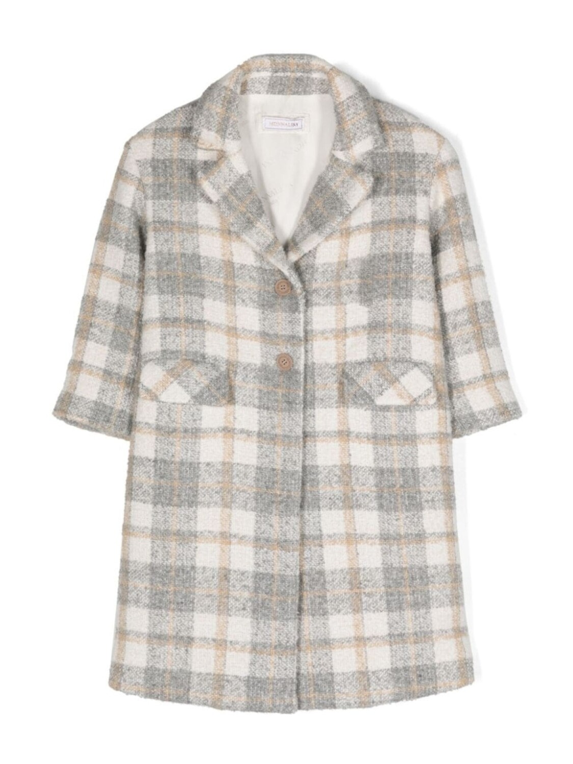 Monnalisa однобортное пальто в клетку, белый
Monnalisa однобортное пальто в клетку, белый