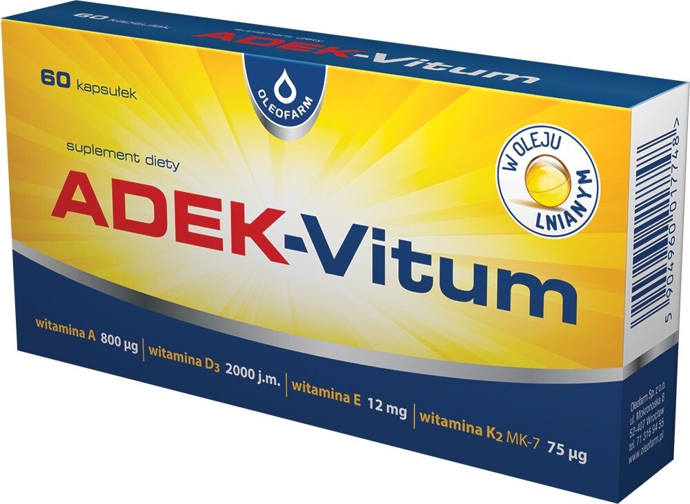 Adek-Vitum препарат, содержащий витамины А, D, Е и К, 60 шт.
Adek-Vitum препарат, содержащий витамины А, D, Е и К, 60 шт.
