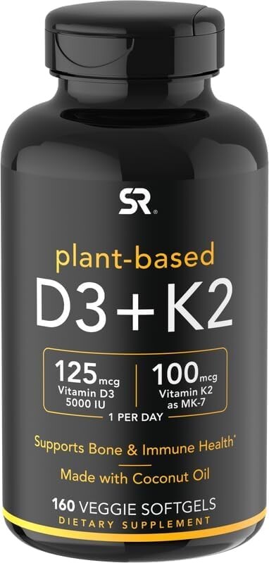 Витамин D3 + K2 от спортивных исследований с кокосовым маслом MCT — веганский D3 5000 МЕ, 160 мягких таблеток
Витамин D3 + K2 от спортивных исследований с кокосовым маслом MCT — веганский D3 5000 МЕ, 160 мягких таблеток