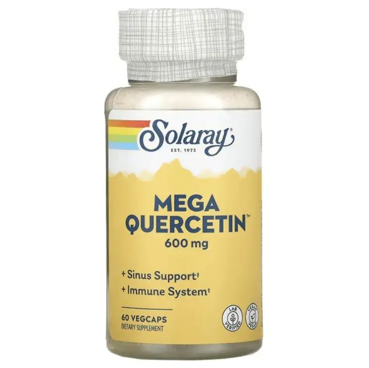 Мега кверцетин Mega Quercetin, 600 мг, 60 растительных капсул, Solaray
Мега кверцетин Mega Quercetin, 600 мг, 60 растительных капсул, Solaray