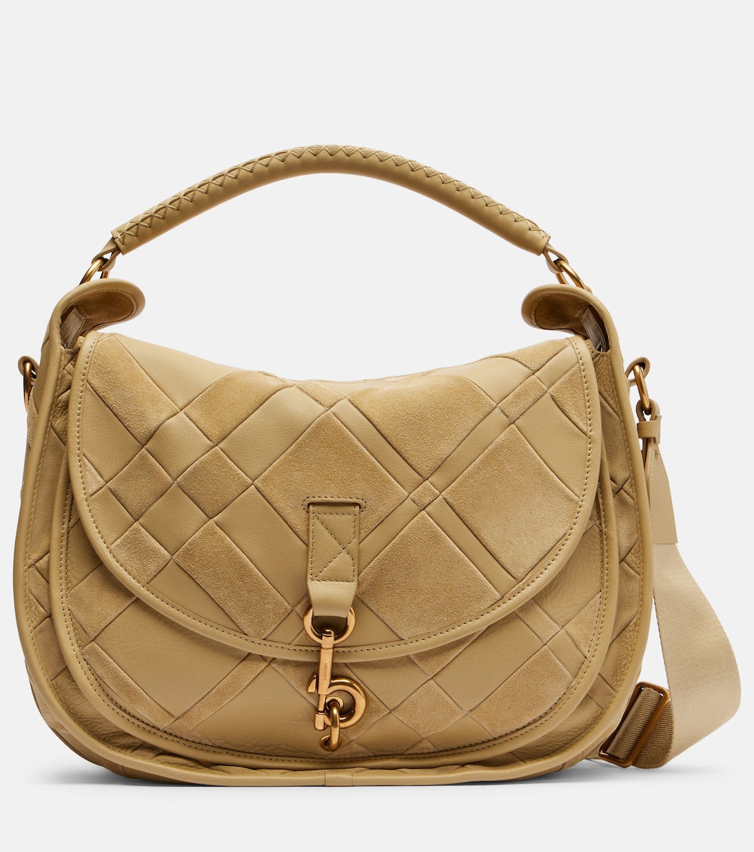 Средняя кожаная сумка через плечо Burberry, бежевый 
Средняя кожаная сумка через плечо Burberry, бежевый