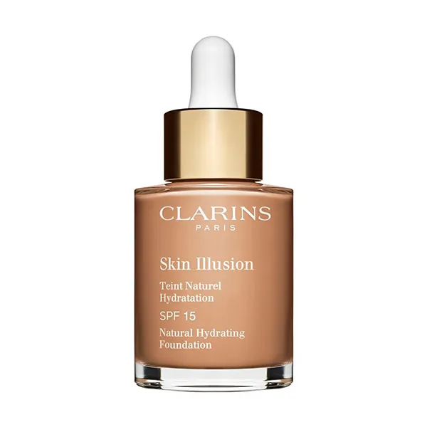 Жидкая основа под макияж с естественным финишем Skin Illusion Teint Naturel Hydratation Clarins, цвет amber 
Жидкая основа под макияж с естественным финишем Skin Illusion Teint Naturel Hydratation Clarins, цвет amber