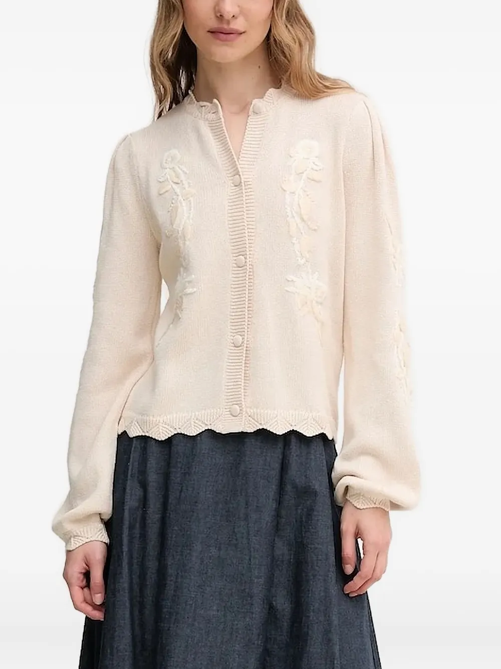 Кардиган с фестончатым подолом и цветочной вышивкой Hoss Intropia, нейтральный
Кардиган с фестончатым подолом и цветочной вышивкой Hoss Intropia, нейтральный