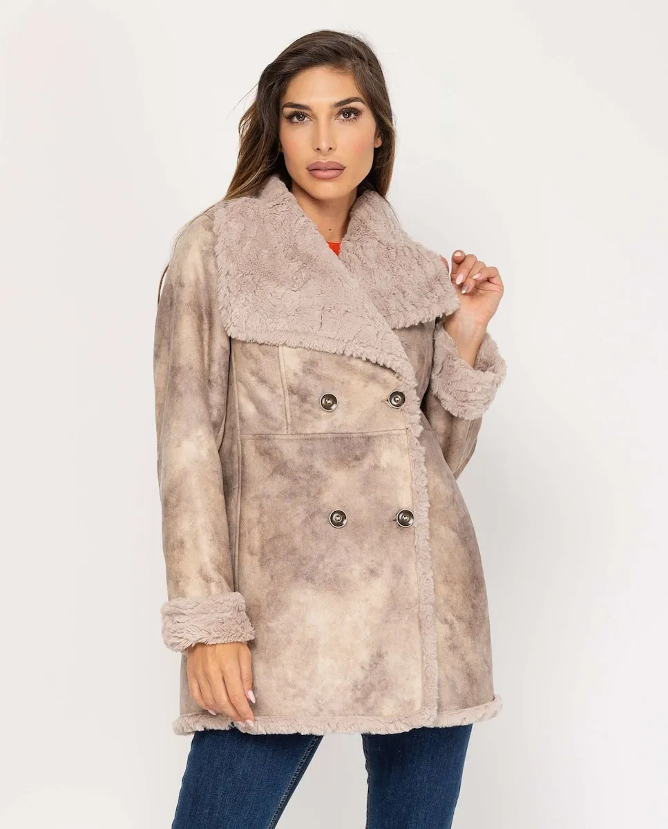 Женское двустороннее меховое пальто с мехом и большим воротником Fsh, бежевый
Женское двустороннее меховое пальто с мехом и большим воротником Fsh, бежевый