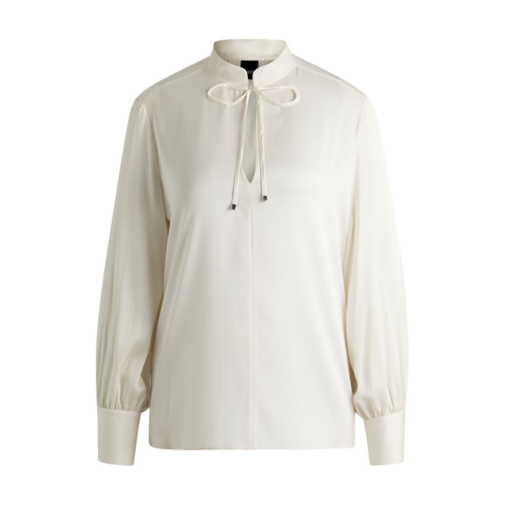 Блузка свободного кроя из эластичного шелка с вырезом-«замочной скважиной» BOSS, белый
Блузка свободного кроя из эластичного шелка с вырезом-«замочной скважиной» BOSS, белый