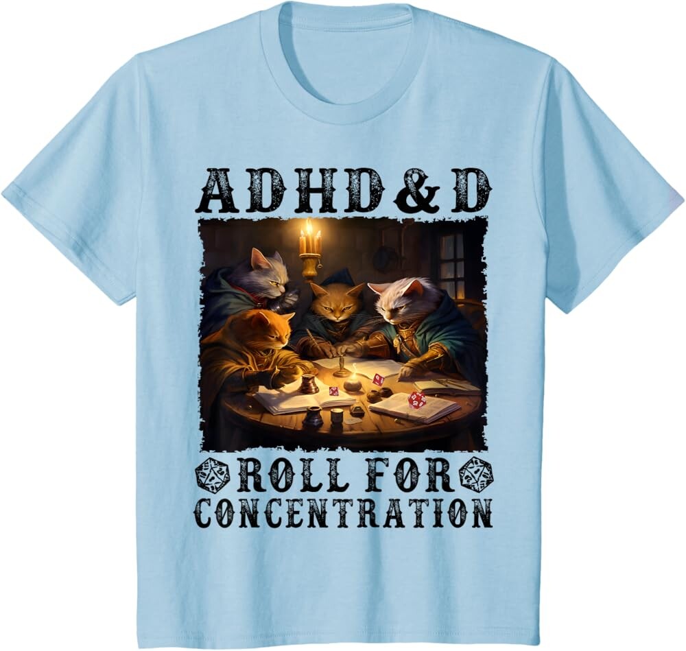 Детская футболка Funny Tees Gamer RPG Apparel Cats RPG Gamer Roll For Concentration, голубой
Детская футболка Funny Tees Gamer RPG Apparel Cats RPG Gamer Roll For Concentration, голубой