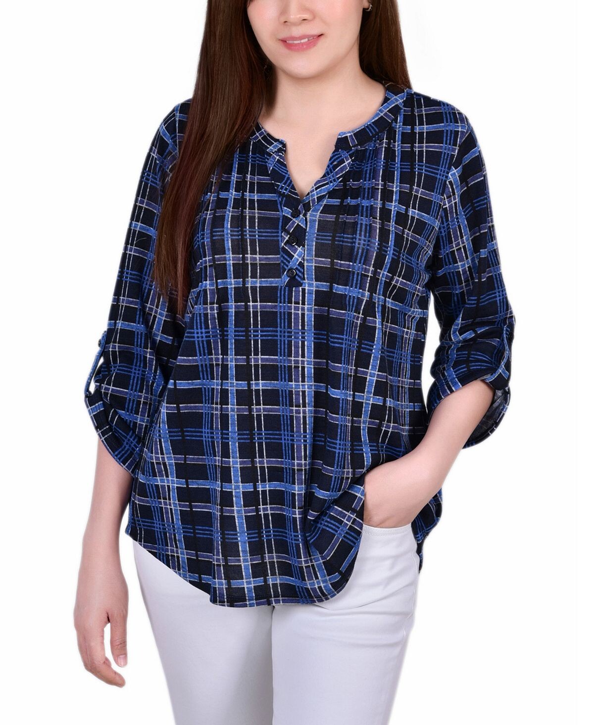 Женский топ с длинными рукавами 3/4 и y-образным вырезом NY Collection, мульти
Женский топ с длинными рукавами 3/4 и y-образным вырезом NY Collection, мульти