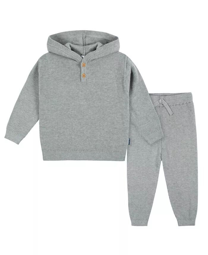Вязаный комплект из свитера с капюшоном и брюк для маленьких мальчиков Gerber, серый 
Вязаный комплект из свитера с капюшоном и брюк для маленьких мальчиков Gerber, серый