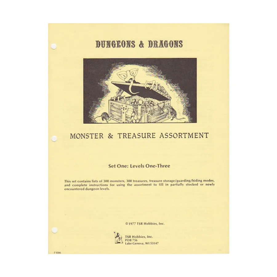 Monster & Treasure Assortment Set #1 - Levels 1-3 (1st Printing, Lizard Logo), Basic Dungeons & Dragons (Original Edition) - Sourcebooks & Accessories, мягкая обложка 
Monster & Treasure Assortment Set #1 - Levels 1-3 (1st Printing, Lizard Logo), Basic Dungeons & Dragons (Original Edition) - Sourcebooks & Accessories, мягкая обложка