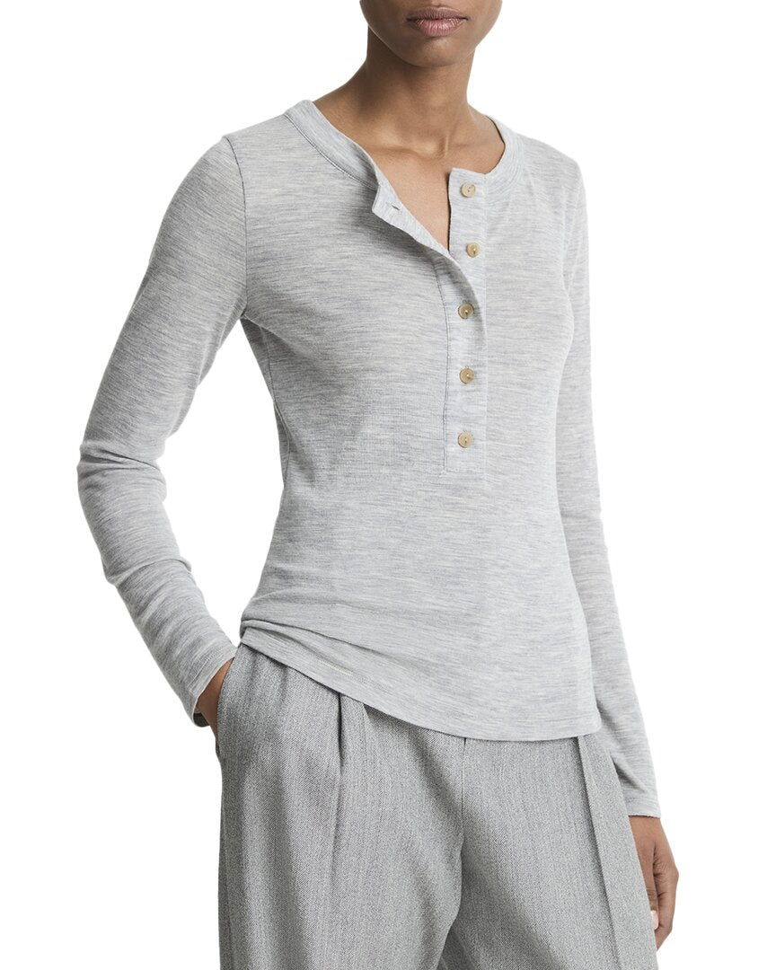 Шерстяная рубашка-хенли Vince, серый 
Шерстяная рубашка-хенли Vince, серый