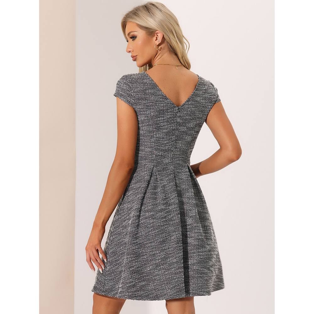 Клетчатое твидовое платье для женщин с круглым вырезом и короткими рукавами, винтажные плиссированные платья трапециевидной формы ALLEGRA K, цвет Black Brown
Клетчатое твидовое платье для женщин с круглым вырезом и короткими рукавами, винтажные плиссированные платья трапециевидной формы ALLEGRA K, цвет Black Brown