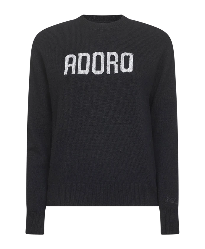 Черный свитер с надписью "adoro". Mc2 Saint Barth, черный
Черный свитер с надписью "adoro". Mc2 Saint Barth, черный
