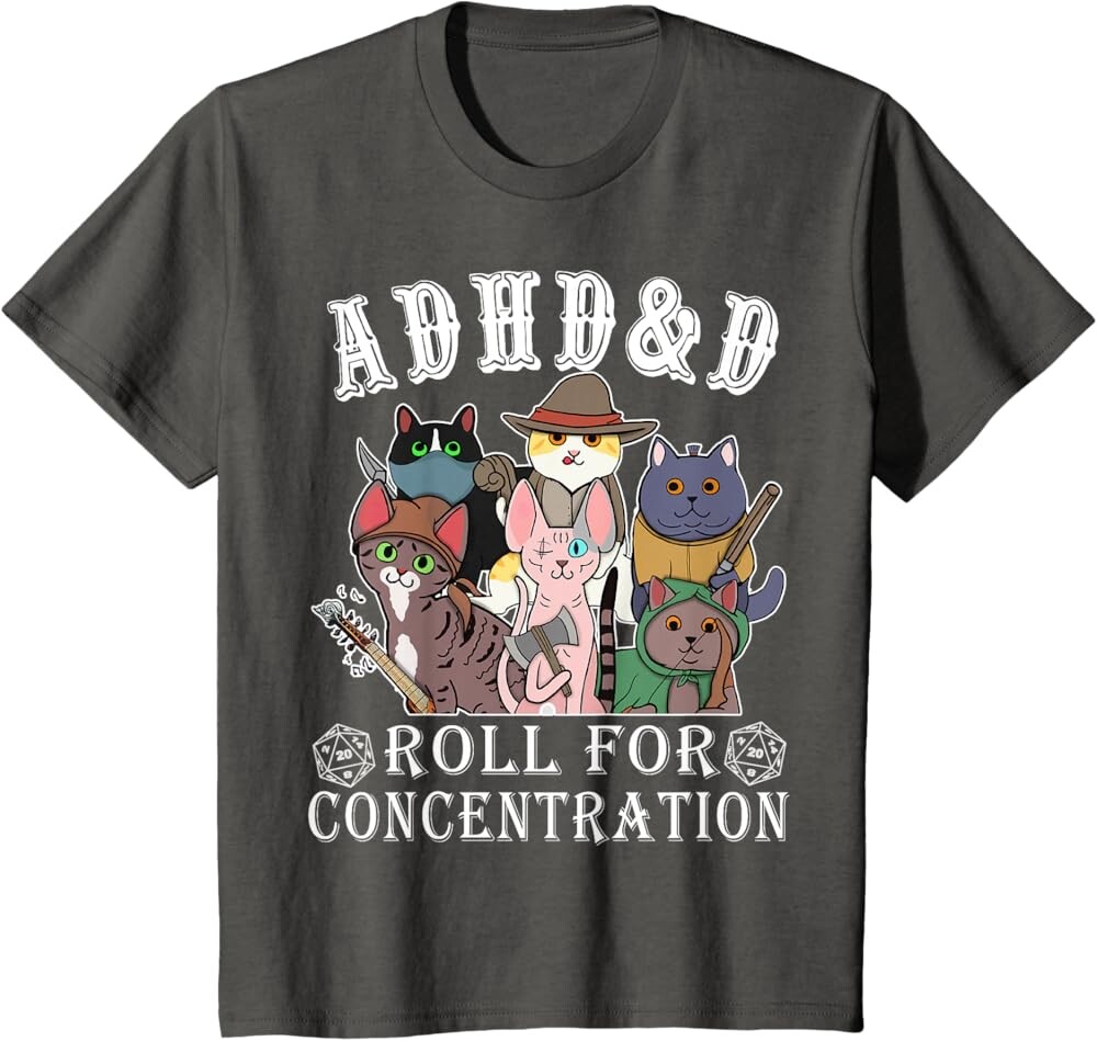 Детская футболка Funny Tees Gamer RPG Apparel Cats RPG Gamer Roll For Concentration D20 Dice Nerdy, темно-серый
Детская футболка Funny Tees Gamer RPG Apparel Cats RPG Gamer Roll For Concentration D20 Dice Nerdy, темно-серый