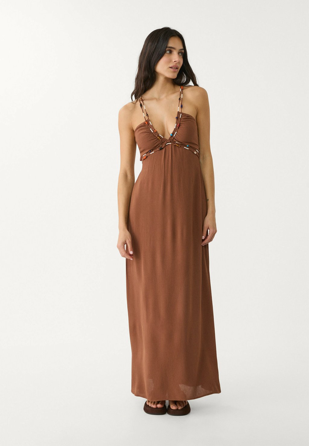 Платье макси BEADED Stradivarius, темно-коричневый
Платье макси BEADED Stradivarius, темно-коричневый