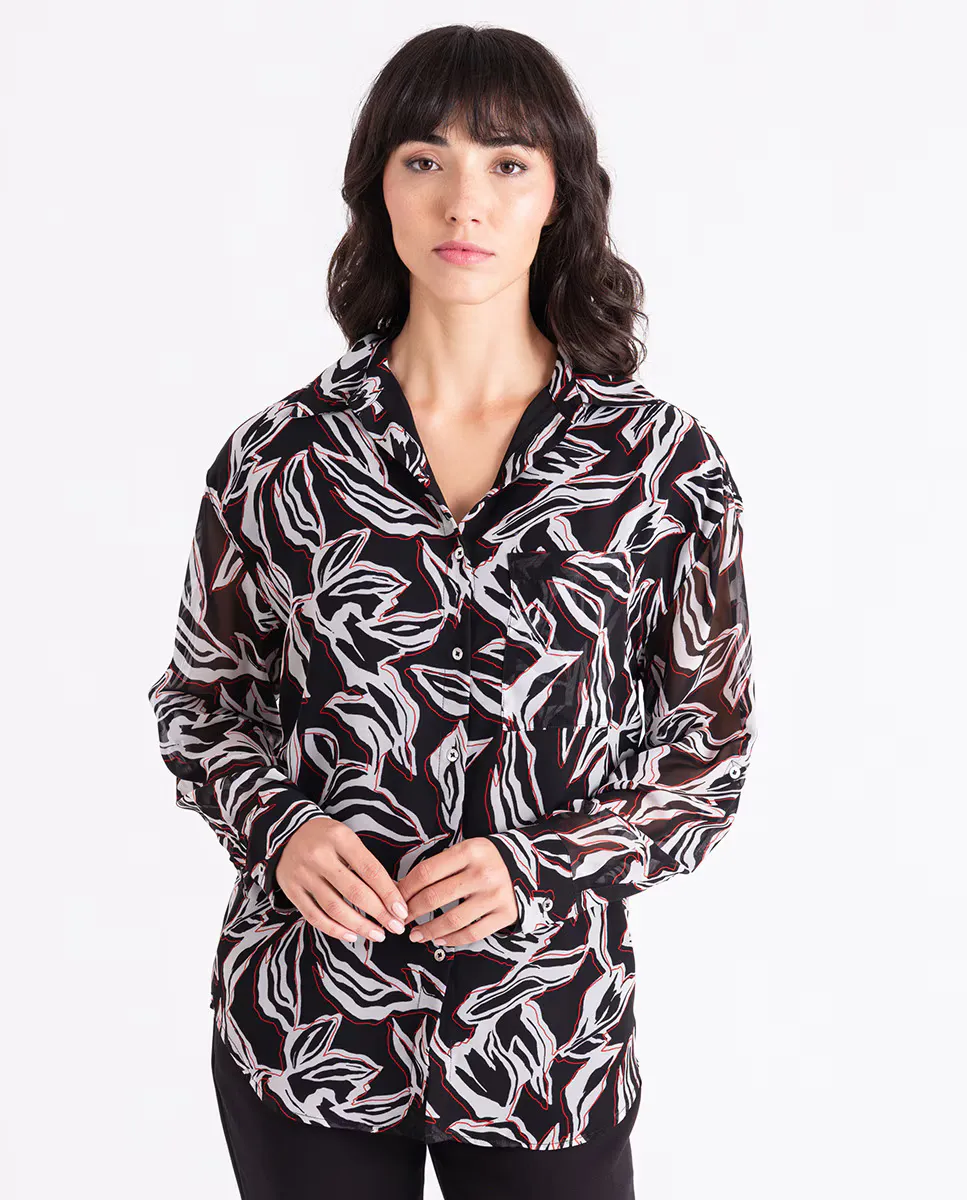 Женская блузка с цветочным принтом Calvin Klein, черный 
Женская блузка с цветочным принтом Calvin Klein, черный