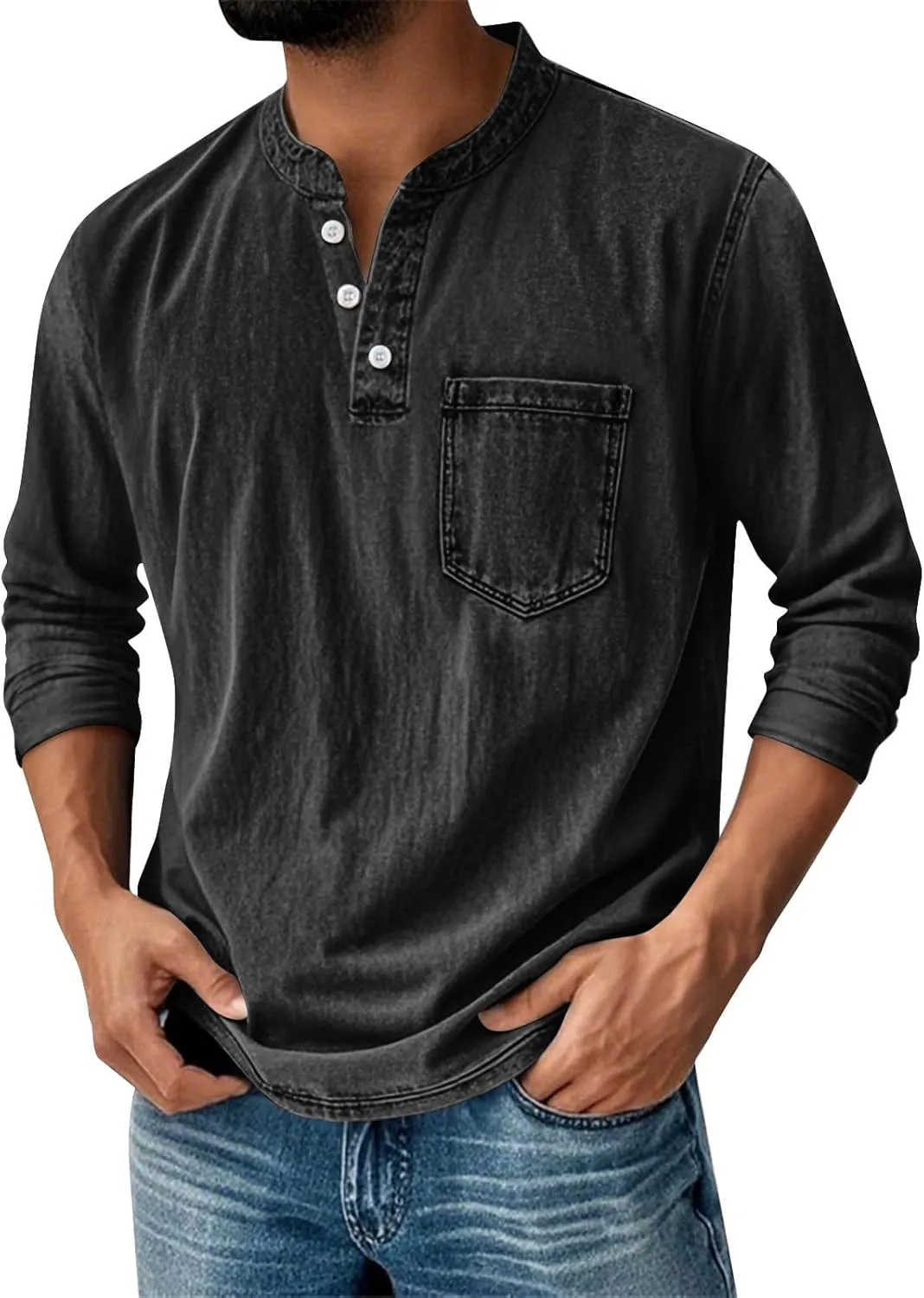 Футболка Mokaloha Henley с длинным рукавом и накладным карманом
Футболка Mokaloha Henley с длинным рукавом и накладным карманом