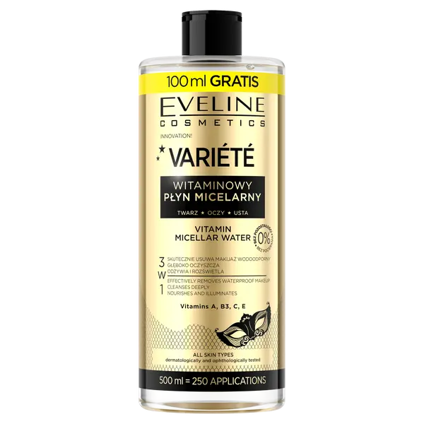Витаминный мицеллярный флюид для лица, 500 мл Eveline Cosmetics Variete 
Витаминный мицеллярный флюид для лица, 500 мл Eveline Cosmetics Variete