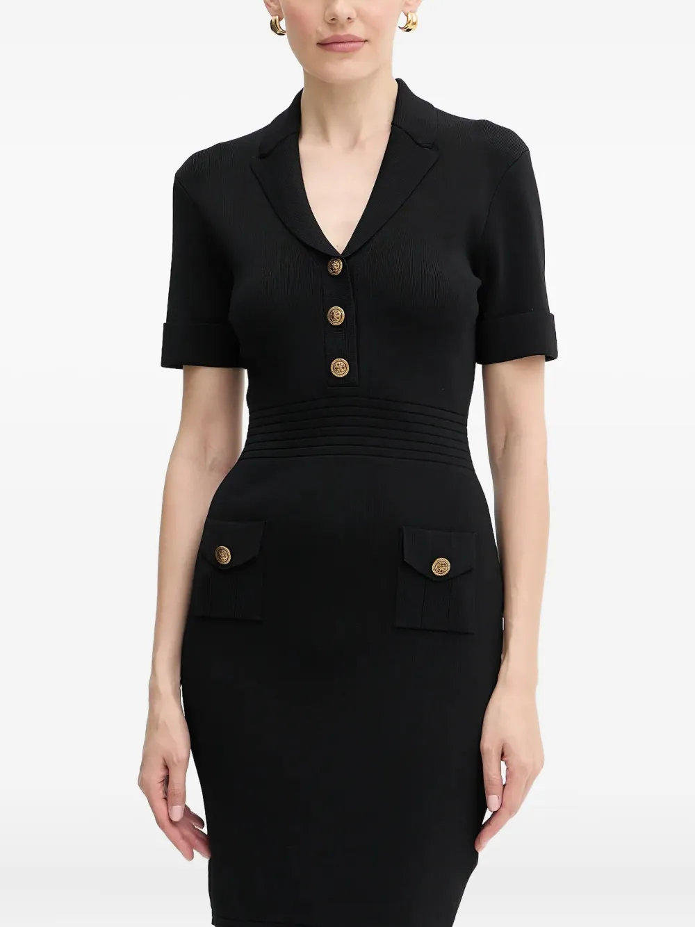 Трикотажное платье мини с поясом GUESS USA, черный 
Трикотажное платье мини с поясом GUESS USA, черный