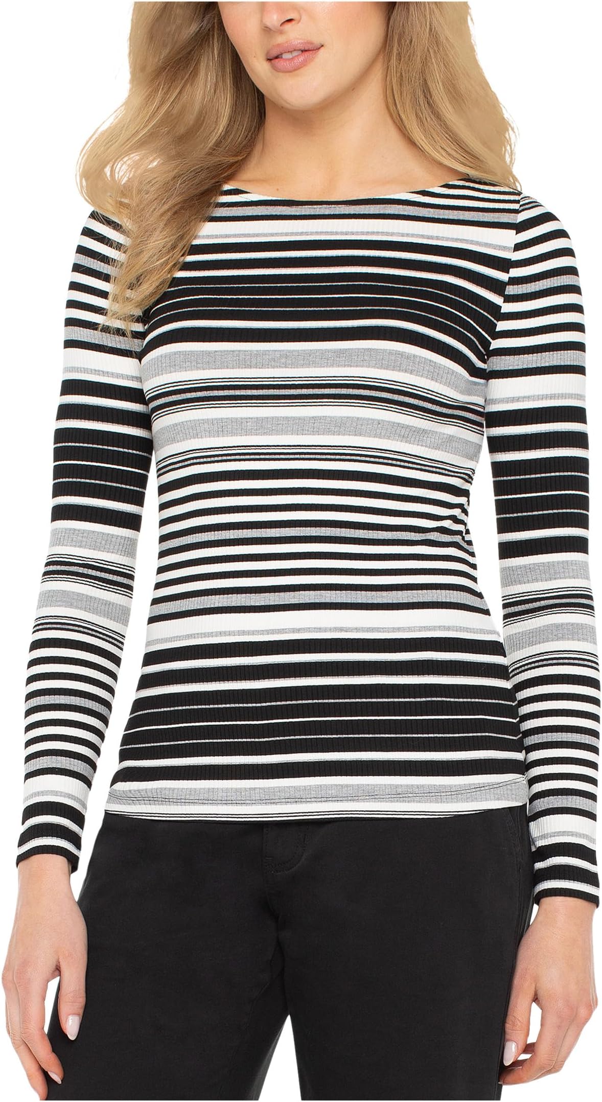 Топ Liverpool Los Angeles Long Sleeve Boat Neck Knit Top, цвет Black/White Variegated Stripe
Топ Liverpool Los Angeles Long Sleeve Boat Neck Knit Top, цвет Black/White Variegated Stripe