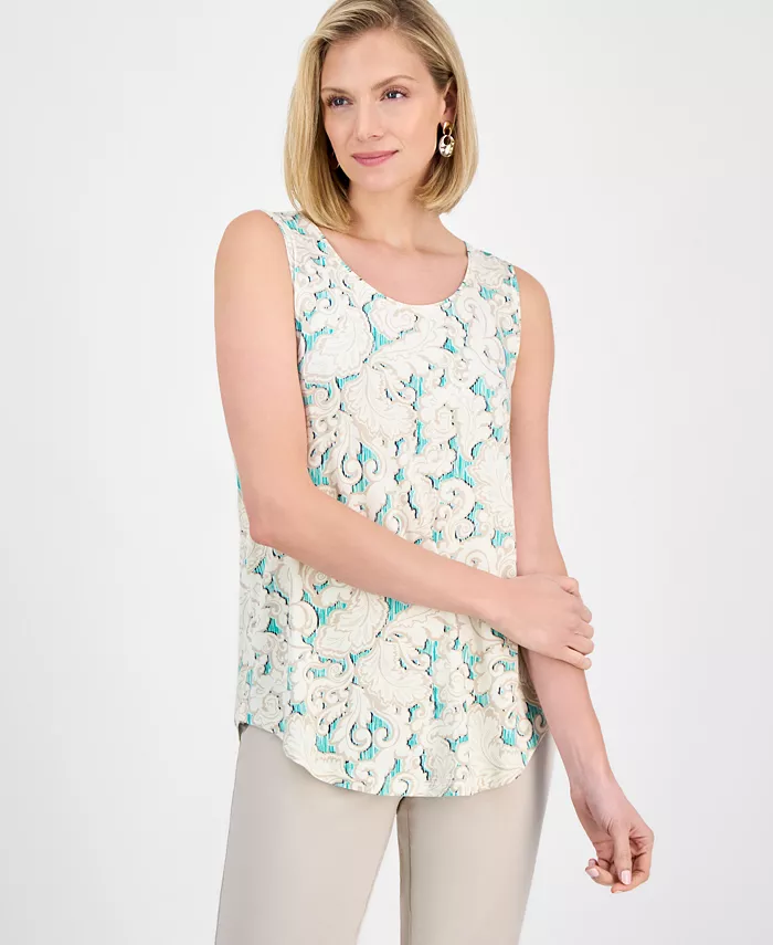 Женский топ с принтом и круглым вырезом без рукавов JM Collection, зеленый
Женский топ с принтом и круглым вырезом без рукавов JM Collection, зеленый