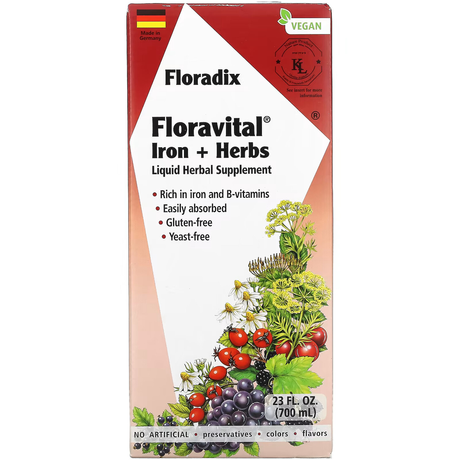 Gaia Herbs, Floradix, железо и травы Floravital, 23 жидк. унции (700 мл)
Gaia Herbs, Floradix, железо и травы Floravital, 23 жидк. унции (700 мл)