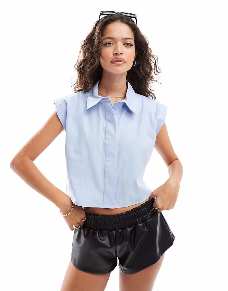 Укороченная рубашка с подплечниками ASOS DESIGN бледно-голубого цвета
Укороченная рубашка с подплечниками ASOS DESIGN бледно-голубого цвета