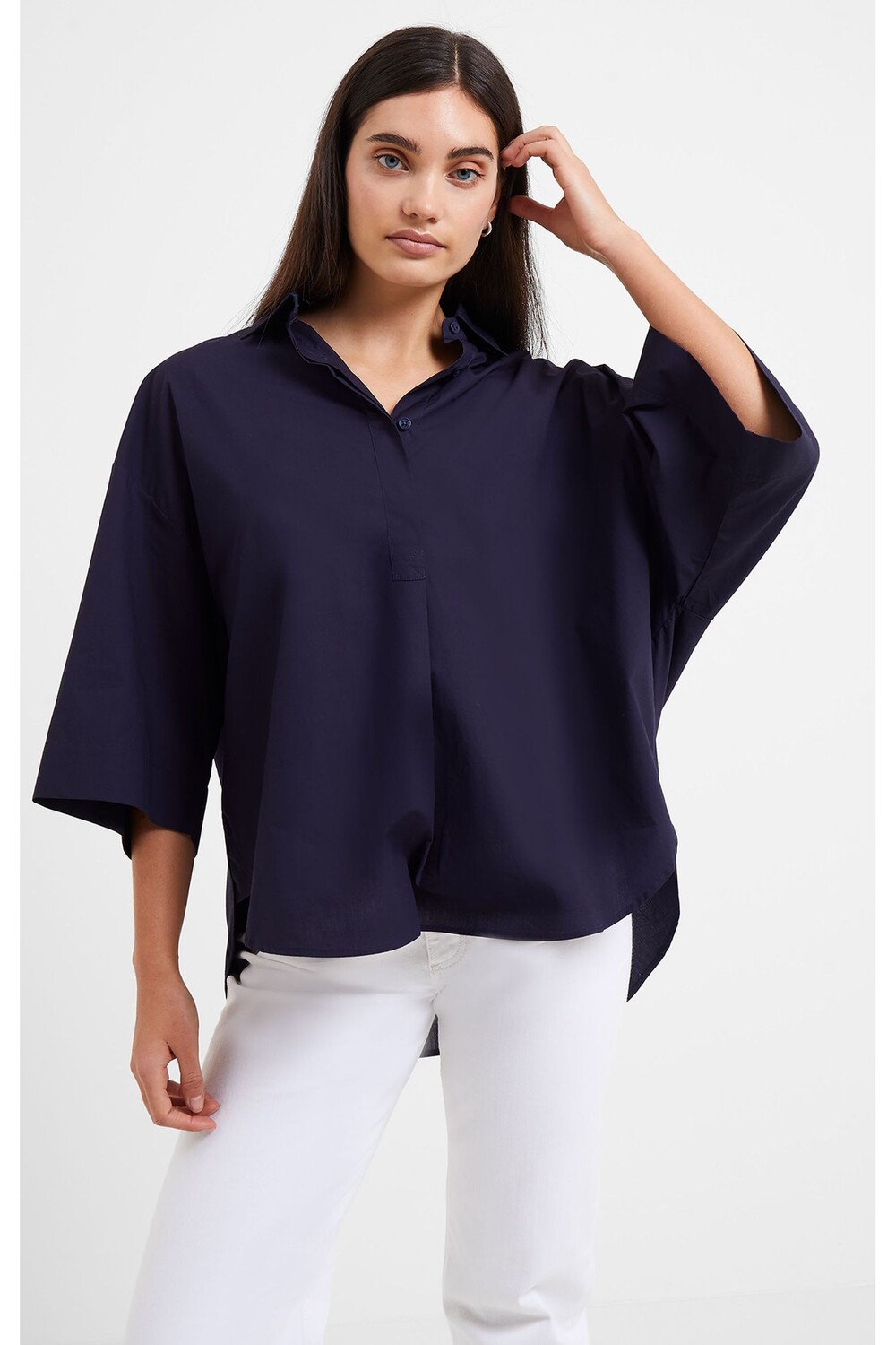 Синяя блузка из поплина с короткими рукавами Rhodes Sust French Connection, синий
Синяя блузка из поплина с короткими рукавами Rhodes Sust French Connection, синий