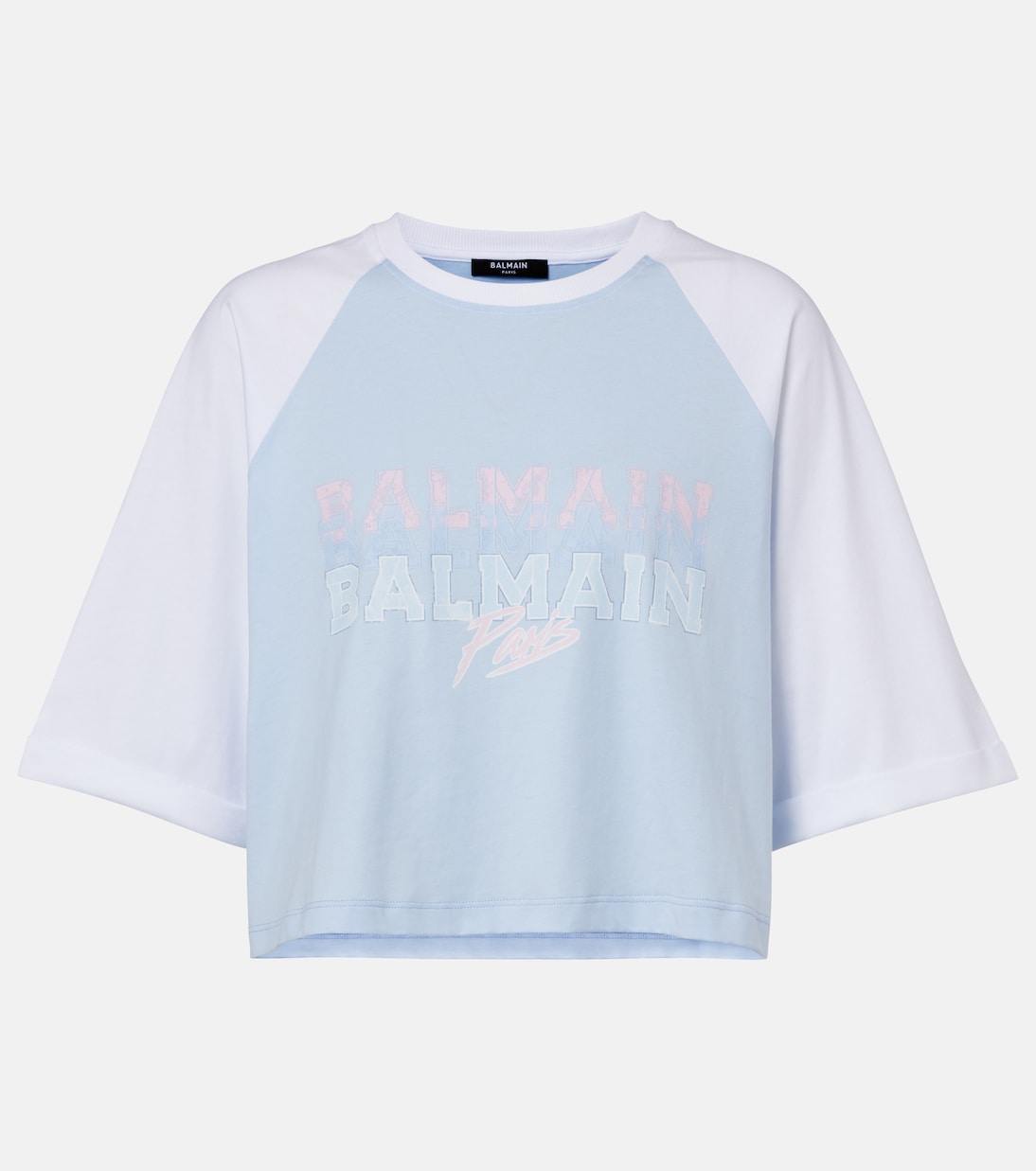 Футболка из хлопкового джерси с логотипом Balmain, Bleu Ciel/Blanc/Multicolore
Футболка из хлопкового джерси с логотипом Balmain, Bleu Ciel/Blanc/Multicolore