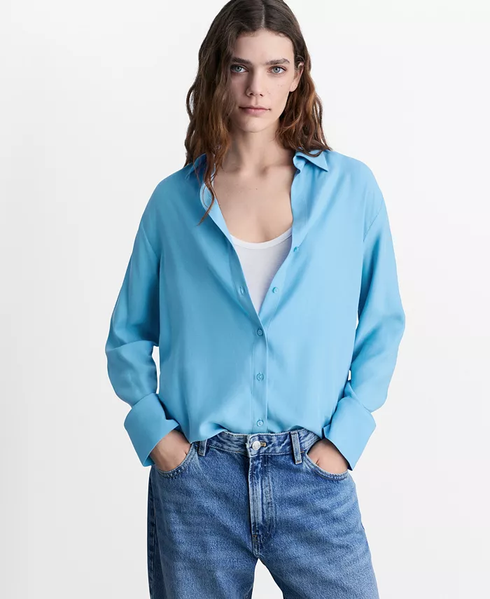 Женская рубашка свободного кроя из лиоцелла MANGO, синий
Женская рубашка свободного кроя из лиоцелла MANGO, синий