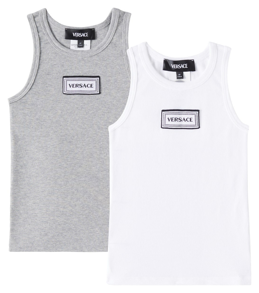 Комплект из 2 маек из хлопкового трикотажа Versace Kids, White + Grey Melange
Комплект из 2 маек из хлопкового трикотажа Versace Kids, White + Grey Melange