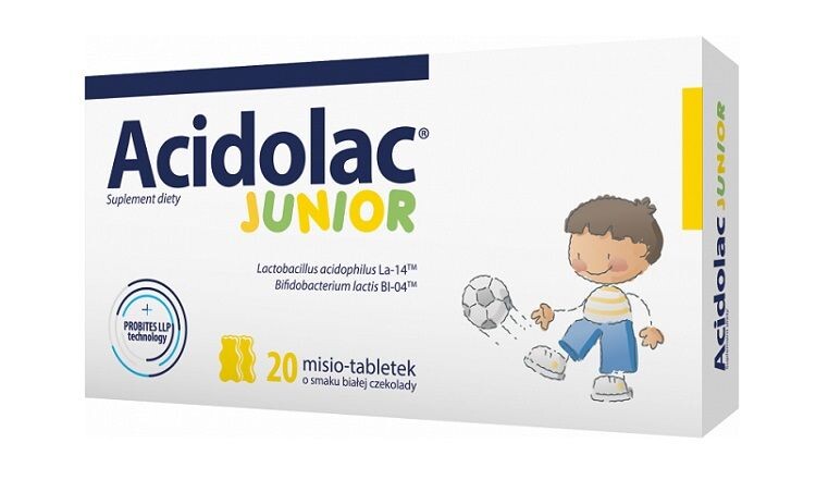 Acidolac Junior Probiotyk o Smaku Białej Czekalady пробиотик для детей, 20 шт.
Acidolac Junior Probiotyk o Smaku Białej Czekalady пробиотик для детей, 20 шт.
