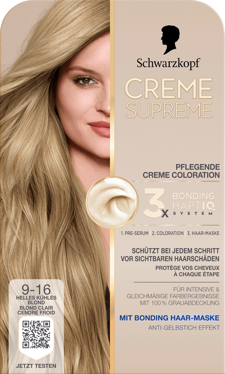 Краска для волос Schwarzkopf CREME SUPREME Haarfarbe 9-16 Helles kühles Blond, 1 St
Краска для волос Schwarzkopf CREME SUPREME Haarfarbe 9-16 Helles kühles Blond, 1 St
