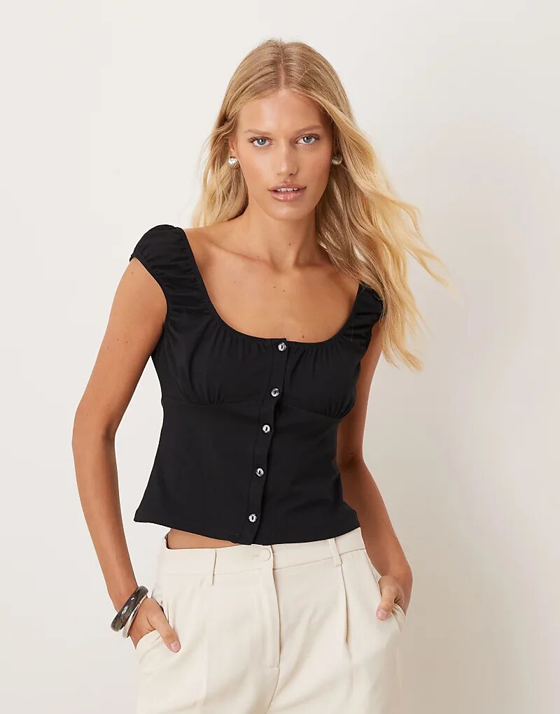Топ с короткими рукавами и застежкой на пуговицы ASOS DESIGN черного цвета
Топ с короткими рукавами и застежкой на пуговицы ASOS DESIGN черного цвета