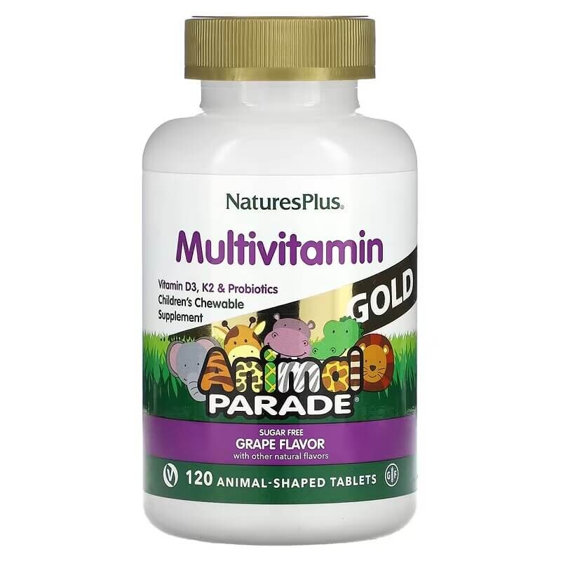 Мультивитаминная добавка для детей NaturesPlus Animal Parade Gold со вкусом винограда, 120 таблеток
Мультивитаминная добавка для детей NaturesPlus Animal Parade Gold со вкусом винограда, 120 таблеток