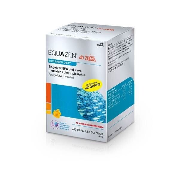 Equazen Kapsułki Do Żucia препарат, содержащий рыбий жир и масло примулы вечерней, 240 шт. 
Equazen Kapsułki Do Żucia препарат, содержащий рыбий жир и масло примулы вечерней, 240 шт.