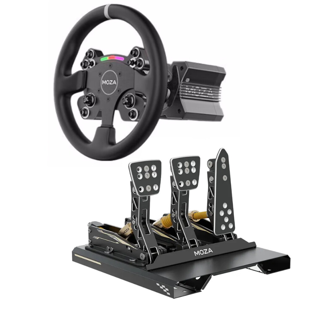 Руль Moza R12, База руля + руль CS V2P + 3 педали CRP, черный
Руль Moza R12, База руля + руль CS V2P + 3 педали CRP, черный