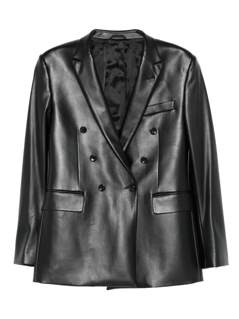 Двубортный кожаный пиджак Reveres 1949, черный
Двубортный кожаный пиджак Reveres 1949, черный