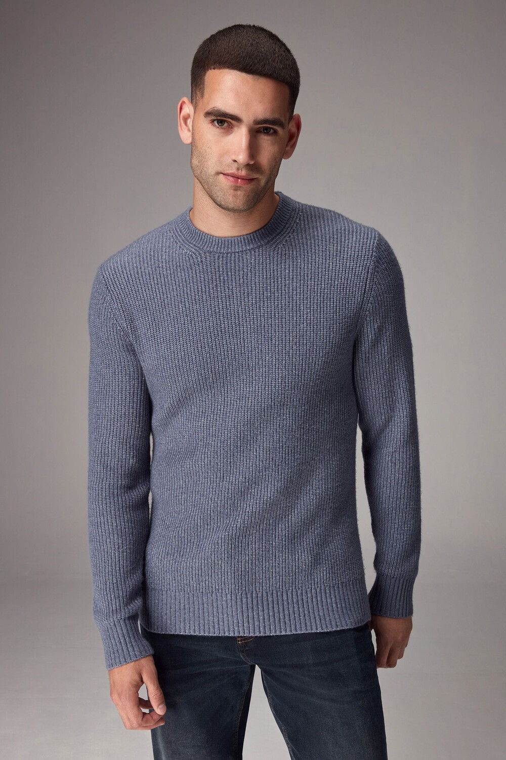 Вязаный джемпер обычного покроя с круглым вырезом Next, голубой
Вязаный джемпер обычного покроя с круглым вырезом Next, голубой