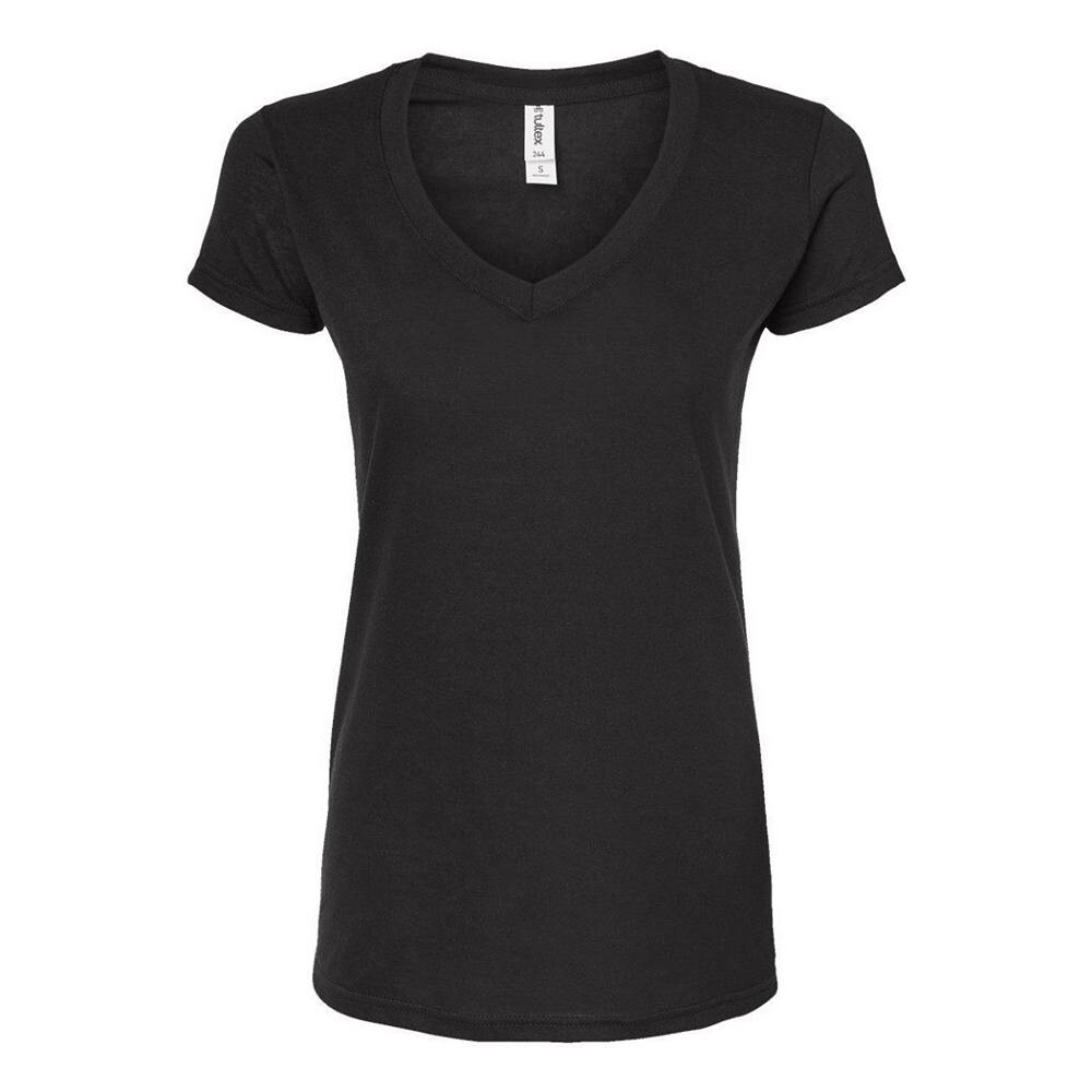Tultex Женская футболка с V-образным вырезом из полиэстера, черный
Tultex Женская футболка с V-образным вырезом из полиэстера, черный