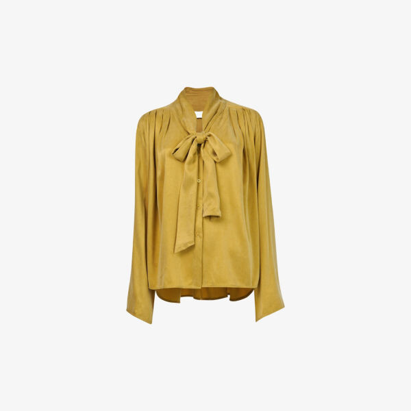 Блузка свободного кроя из ткани с завязкой на шее Leem, желтый
Блузка свободного кроя из ткани с завязкой на шее Leem, желтый
