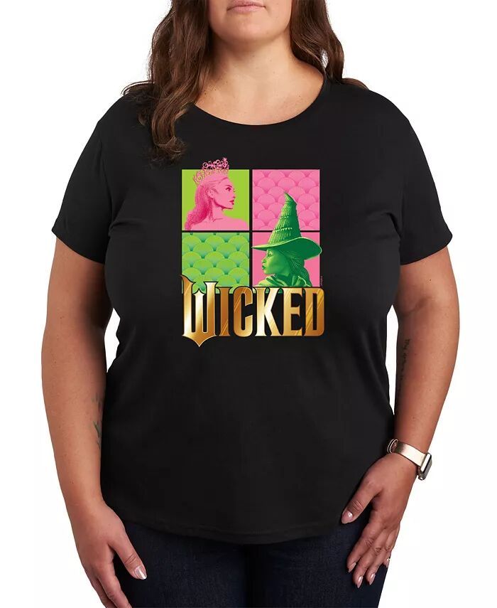 Футболка с круглым вырезом и принтом Wicked Elphaba Glinda большого размера Hybrid Apparel, черный 
Футболка с круглым вырезом и принтом Wicked Elphaba Glinda большого размера Hybrid Apparel, черный