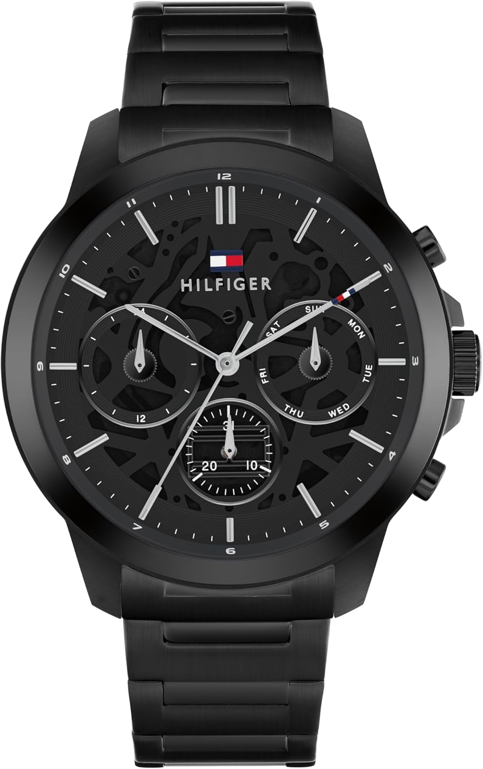 Мужские кварцевые многофункциональные часы Tommy Hilfiger 3H - браслет из нержавеющей стали с прозрачным скелетонированным циферблатом - водонепроницаемость 5 АТМ - современные классические часы - подарок для него - 44 мм, Black, Прозрачный, Мужские кварц
Мужские кварцевые многофункциональные часы Tommy Hilfiger 3H - браслет из нержавеющей стали с прозрачным скелетонированным циферблатом - водонепроницаемость 5 АТМ - современные классические часы - подарок для него - 44 мм, Black, Прозрачный, Мужские кварц