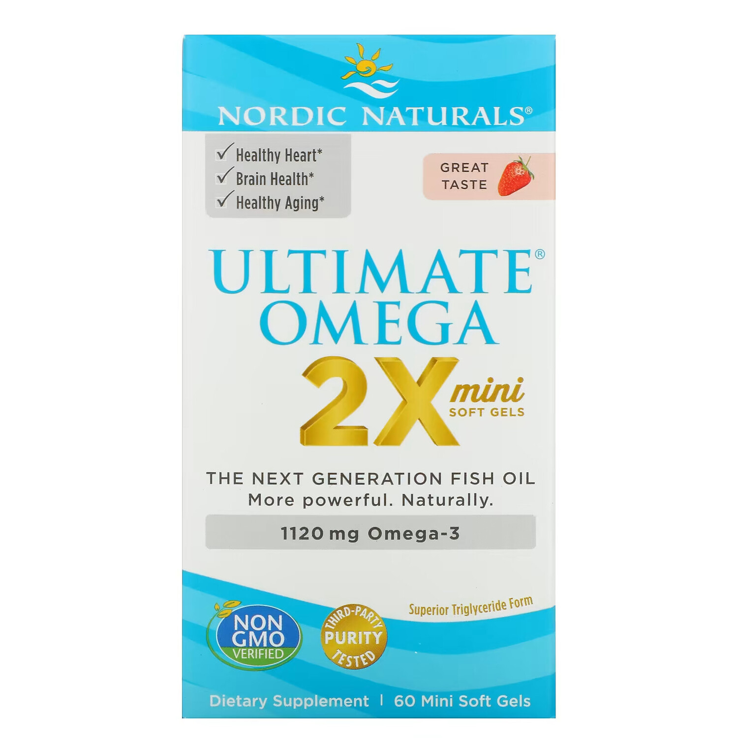 Nordic Naturals, Ultimate Omega 2X, со вкусом клубники, 560 мг, 60 мини-капсул
Nordic Naturals, Ultimate Omega 2X, со вкусом клубники, 560 мг, 60 мини-капсул