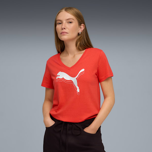 Женская футболка с V-образным вырезом Puma Essentials Metallic, красный
Женская футболка с V-образным вырезом Puma Essentials Metallic, красный