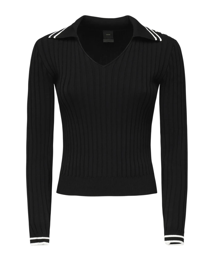 Черный свитер с воротником-поло Pinko, черный
Черный свитер с воротником-поло Pinko, черный