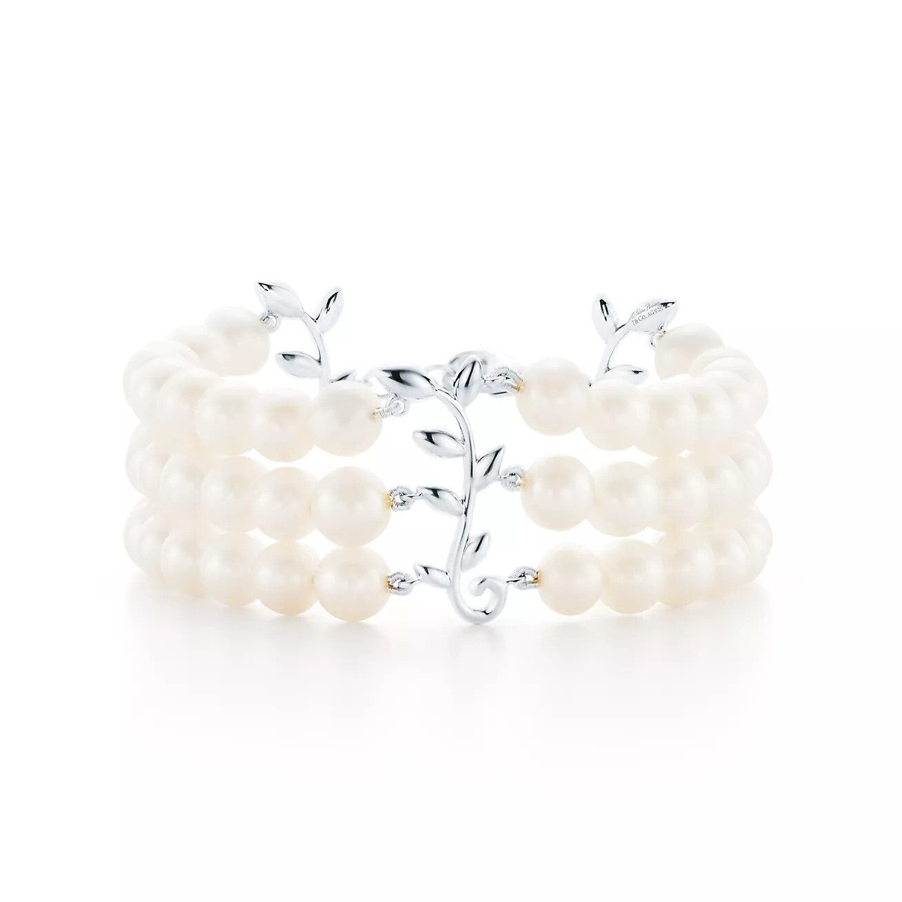 Браслет Tiffany & Co. Paloma Picasso Olive Leaf Three-Row, серебро/жемчуг 
Браслет Tiffany & Co. Paloma Picasso Olive Leaf Three-Row, серебро/жемчуг