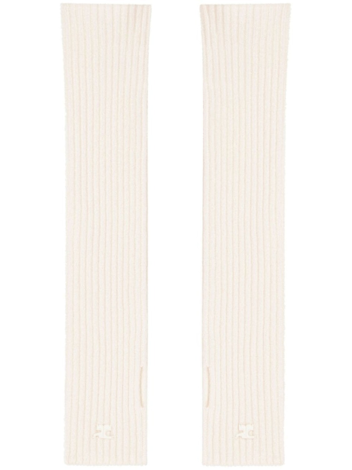 Courrèges шерстяные варежки в рубчик, белый 
Courrèges шерстяные варежки в рубчик, белый