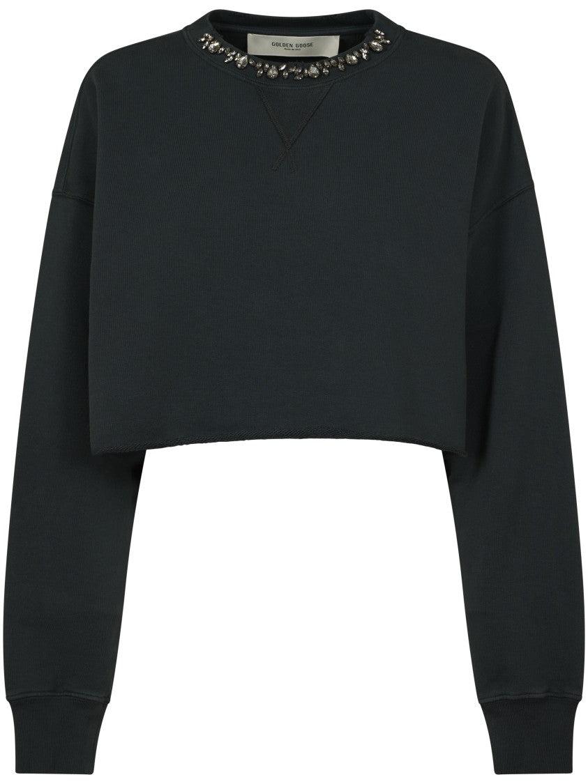 Кроп-свитшот с круглым вырезом Golden Goose, черный
Кроп-свитшот с круглым вырезом Golden Goose, черный