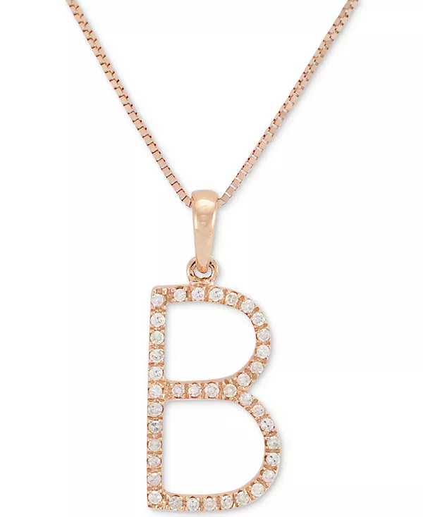 Ожерелье с кулоном-инициалом из 10-каратного розового золота с бриллиантом (1/10 карата), длина 16 дюймов + удлинитель 2 дюйма Macy'S, b
Ожерелье с кулоном-инициалом из 10-каратного розового золота с бриллиантом (1/10 карата), длина 16 дюймов + удлинитель 2 дюйма Macy'S, b